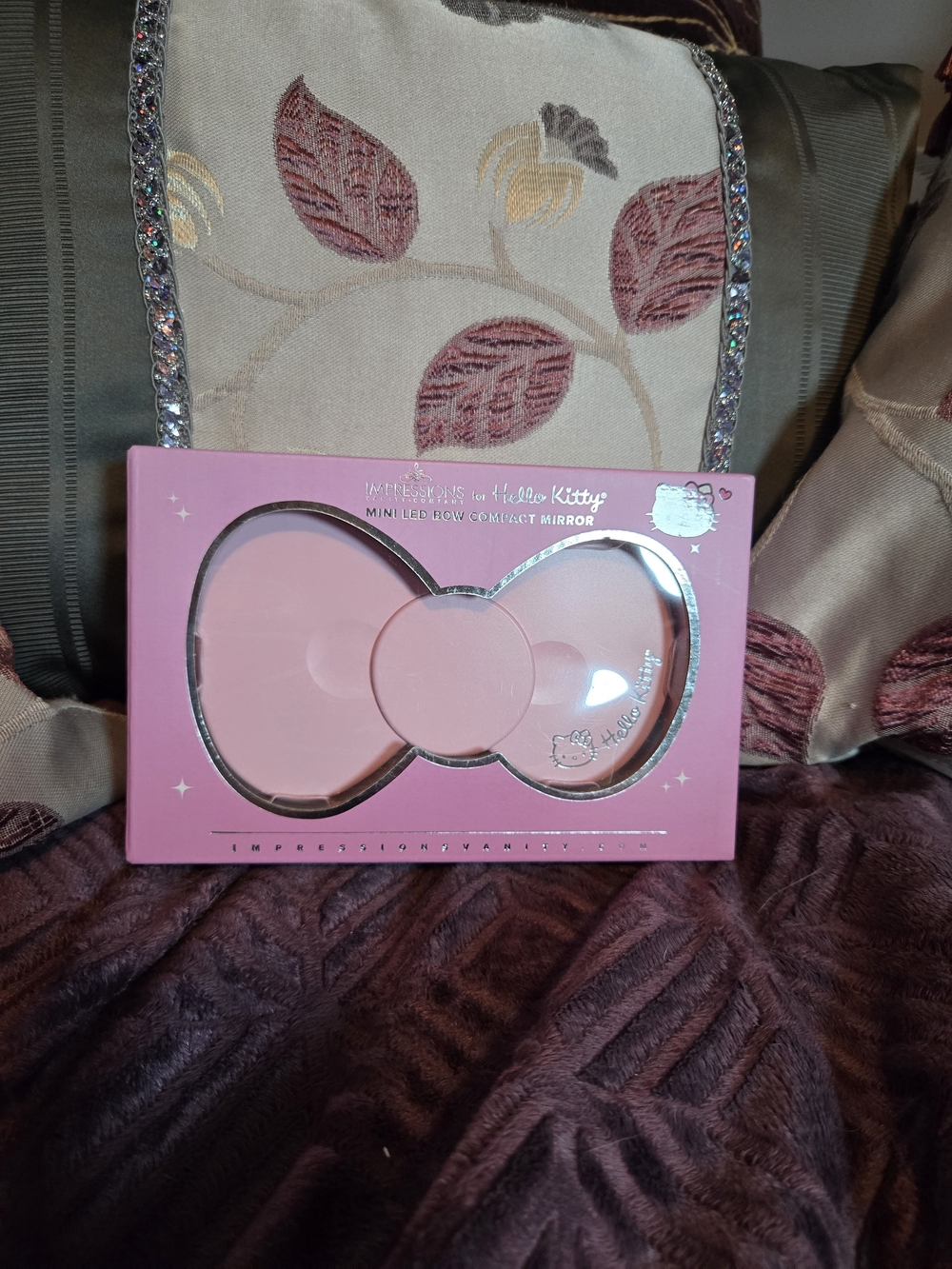 Hello Kitty Pink Bow LED Compact Mirror - Impressions Vanity - NWT